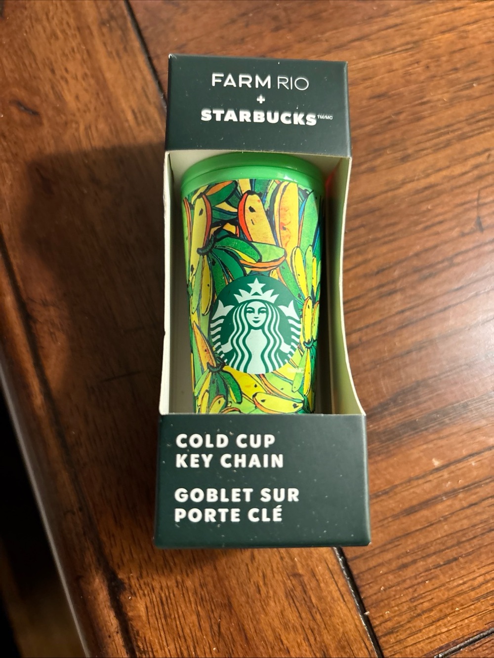 Farm Rio + Starbucks Board Banana Green Mini Cold Cup Tumbler Keychain, NEW
